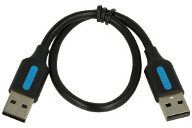 Kabel; USB; COJBC; 2x wtyk USB-A 2.0; 0,25m; czarny; okrągły; PVC; VENTION; RoHS