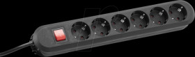 381.150K Socket outlet, 6 sockets, type F - CEE 7/3, black
