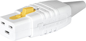 Jack C19, 3 pole, cable assembly, screw connection, 1.5 mm², white, 3-152-196