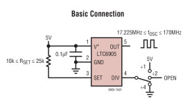 17MHz to 170MHz Resistor Set SOT-23 Oscillator