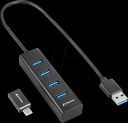 4-PORT USB 3.2 GEN 1 ALU HUB USB 3.0 four-port hub, aluminium