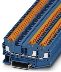 Through terminal block, quick connection, 0.25-1.5 mm², 3 pole, 17.5 A, 8 kV, blue, 3205051