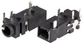 Złącze Jack 3,5 mm Żeński Kompozytowe wideo Montaż na płytce drukowanej Czarny