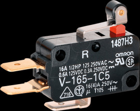 V-165-1C5 BY OMI Micro Switch, 1x NO, Roller Lever Short