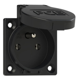 GNIAZDA WTYCZKOWE TABLICOWE 230V Z BOLCEM 16A 2P+Z 230V IP54 Czarne 1040-0s