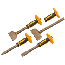 Roughneck 31-934 Bolster &amp; Chisel Set with Non-Slip Guards, 4 Piece