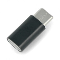 Adapter gniazdo microUSB - wtyk USB typu C - czarny
