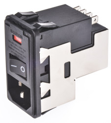 Gniazdo zasilające IEC z filtrem przeciwzakłóceniowym2 10A C14 TE Connectivity Zatrzask 5 x 20mm
