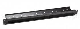 Przepust kablowy szczotkowy rack 1U z półką na kable, czarny