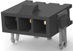 Pin header, 3 pole, pitch 3 mm, angled, black, 2-1445097-3