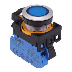 CW4L-M1E10Q3S Blue 12V illuminated Metallic Momentary Push Button Switch 1NO IP65 IDEC