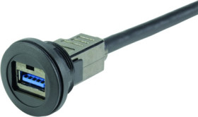 USB 3.0 cable for front panel mounting, USB plug type A to USB socket type A, 3 m, black, 09454521974
