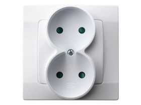 KARO Gniazdo podwójne bez uziemienia z przesłonami IP-20 zaciski gwintowe biały GP-2SP/00 OSPEL