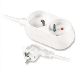 Przedłużacz z dwukrotnym gniazdem 2x2p+Z 1,5m biały T-970680