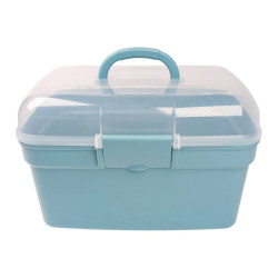 Pudełko Plastikowe Z Rączką I Klipsem - 25x16x18,5 cm - Miętowy Organizer Zamykany