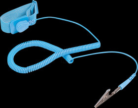 SWS100 ESD wristband, plastic, earthing strap, with spiral cable