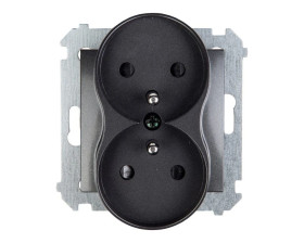Simon 54 Gniazdo podwójne z/u 16A IP20 z przesłoną torów antracyt DGZ2MZ.01/48