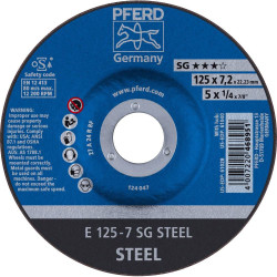 PFERD 62212626 Sg Steel Grinding Disc 125mm Dia 22.23mm Bore 10pcs