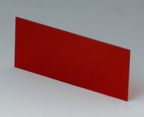 Front/rear panel, straight, acrylic glass, (W x H) 81.9 x 35.6 mm, red/transparent, A9108123