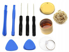 Zestaw otwieracze obudów 8 rodzai kalafonia czyścik do grotów