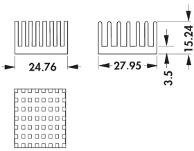 Radiator 27.95 x 24.76 x 15.24mm 10.9K/W Kwadrat Uniwersalny Alu