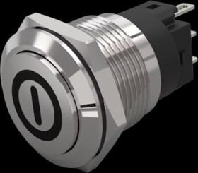 Vandal-proof pushbutton, silver, unlit , mounting Ø 19 mm, IP65/IP67, 82-5161.1000.B001