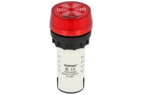Kontrolka; migająca; z buzzerem; AD16-22SM/220V; 22mm; podświetlenie LED 220V; czerwony; śrubowe; biały; IP40; 50mm; Onpow; RoHS
