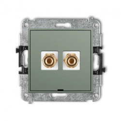 ICON Mechanizm gniazda głośnikowego poj. bez opisu (banan - czerwony i czarny, pozłacany, 4 mm2, do lut.) szałwiowy 61IGGBO-3