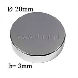 Magnes neodymowy okrągły 20x3mm