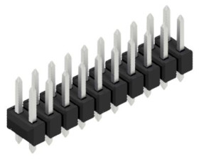 Pin header, 20 pole, pitch 2.54 mm, straight, black, 10054362