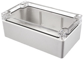 Obudowa Poliwęglan szerokość zew. 119,4 mm długość zew. 180,3 mm wys. zew. 61 mm Hammond IP68 Szary