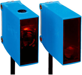 Czujniki fotoelektryczne w obudowie prostokątnej SICK z wyjściem przekaźnikowym zakres 0 → 40 m. Światło