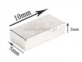 Magnes neodymowy 10x5x2mm niklowany N38