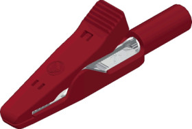 Alligator clip, red, max. 4 mm, L 41.5 mm, CAT O, socket 2 mm, 930319101
