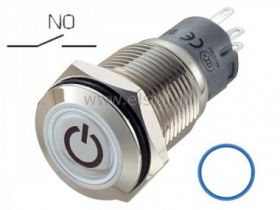Przycisk chwilowy,16mm LED niebieski POWER