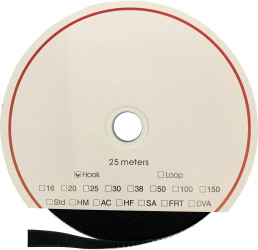 FASTECH® T0103899990225 Taśma rzepowa do przyklejenia na akrylu element z haczykami (D x S) 25000 mm x 38 mm czarny 25 m