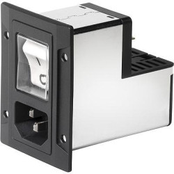 IEC plug C14, 50 to 60 Hz, 10 A, 250 VAC, 0.4 mH, faston plug 6.3 mm, 3-109-575