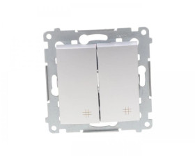 Simon 54 Łącznik krzyżowy podwójny 10A 230V IP20, szybkozłącza, srebrny mat DW7/2.01/43