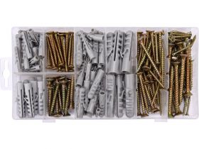 Zestaw 206 sztuk wkrętów i kołków rozporowych