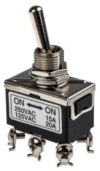 Przełącznik Wł.-wł. DPDT RS PRO Montaż panelowy długość przełącznika 17mm