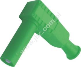 1067-GN Wtyk bezpieczny (tuleja stałą). 4mm kątowy, przyłącze przykręcane, 20A, 1000V=/~, kat.III, zielony, ELECTRO-PJP, 1067GN,