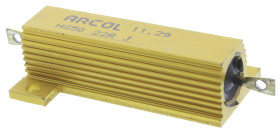 Rezystor do montażu w obudowie 22Ω 50W ±5% Arcol ±100ppm/°C drutowy Osiowe