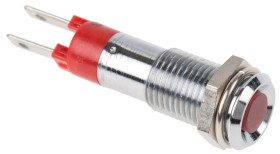 Lampka kontrolna do montażu panelowego 24V dc, czerwona 8mm LED Chrom Końcówka lutownicza Signal Construct