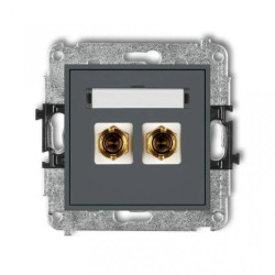 MINI Gniazdo głośnikowe pojedyncze (typu banan - czerwony i czarny pozłacany 4 mm2 skręcany) grafitowy mat 28MGG-4