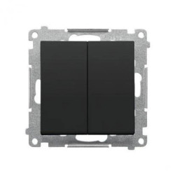 Simon 55 Łącznik jednobiegunowy + łacznik dwubiegunowy – 2 klawisze (moduł) 16 AX, zaciski gwintowe Czarny mat TW12A.01/149