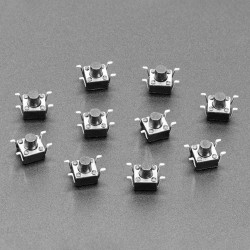 Reverse Mount Tactile Switch Buttons - 6mm Square - 10 Pack