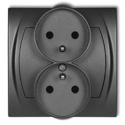 LOGO Gniazdo podwójne do ramki z/u (przesłony torów prądowych) grafitowy 11LGPR-2zp