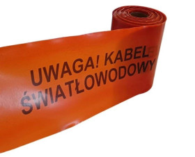 Taśma ostrzegawcza kolor pomarańczowy szer. 20 cm z nadrukiem Uwaga Kabel Światłowodowy /200m/ TO-Opt/20