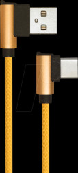 8485 Sync &amp; charging, USB A -&gt; USB C, 1,0m, ang., textile, gold