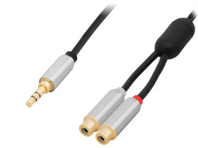 Kabel wtyk jack 3.5 stereo - 2x gniazdo RCA, rozgałęziacz 15cm